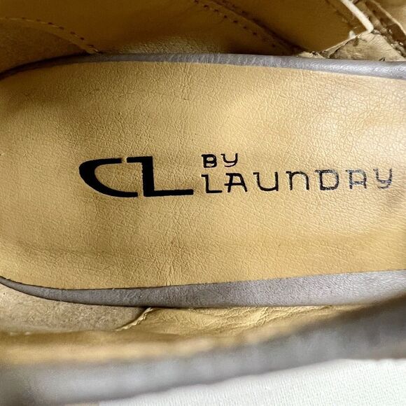 CL By Laundry Gray Lace Up Peep Toe Block Heel Sandals With Zip Closure Size 7M - Picture 9 of 9